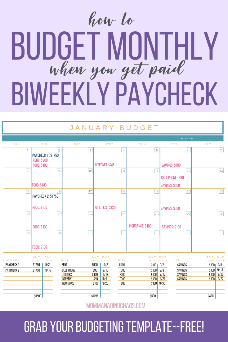 sample personal budget bi monthlty income