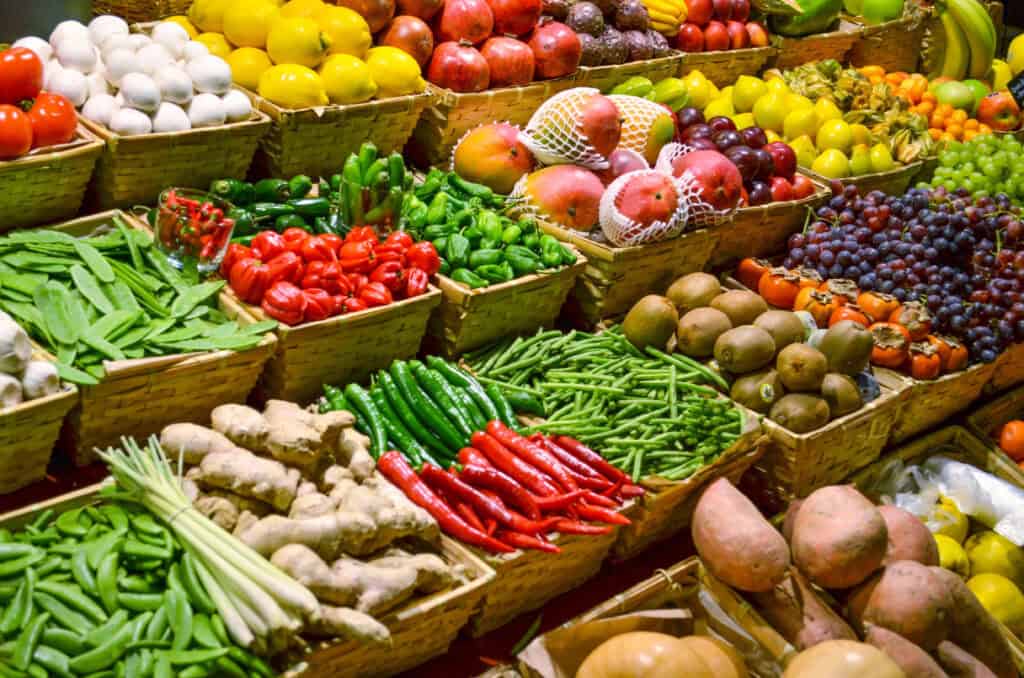 rows of produce