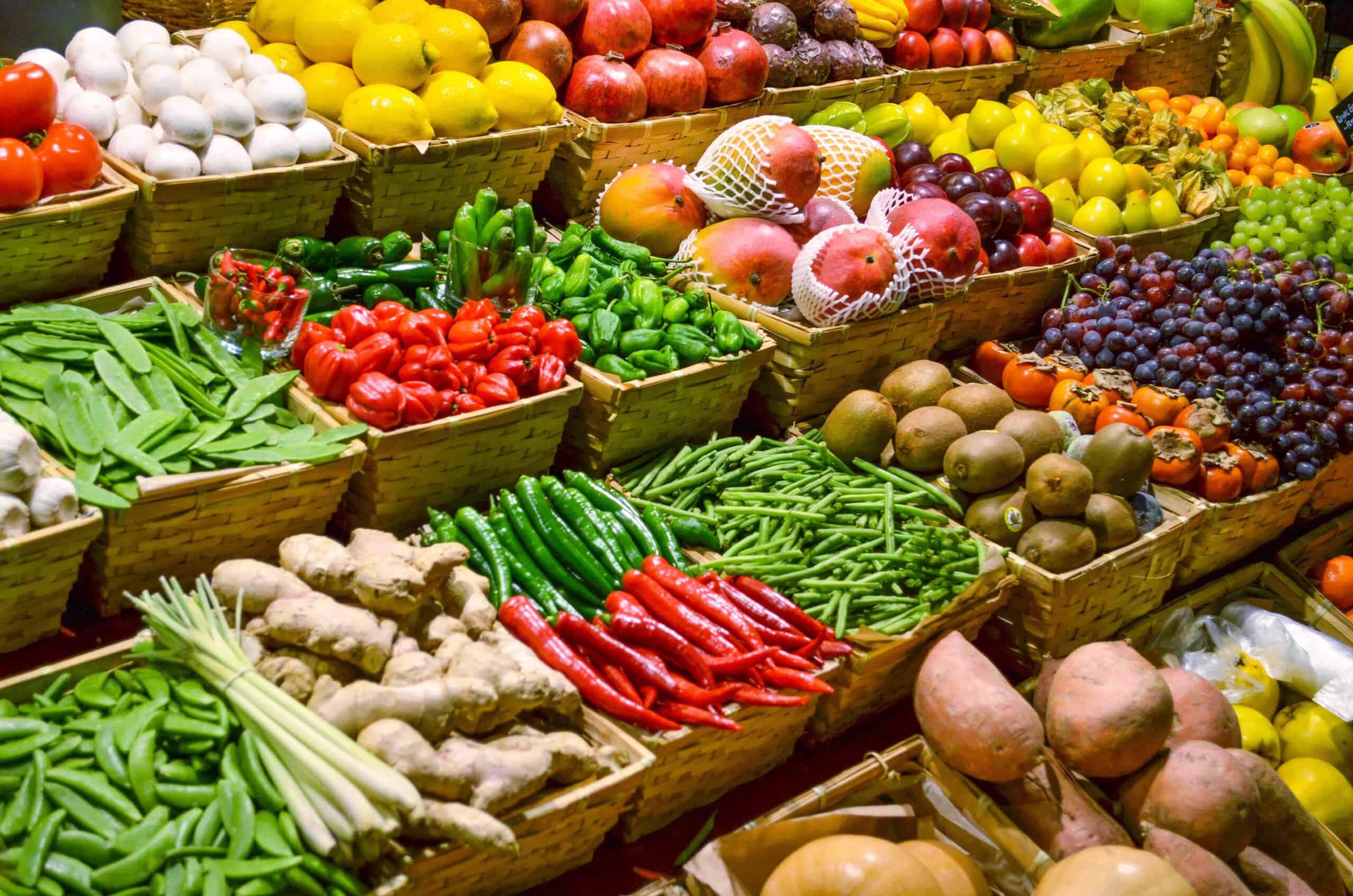 rows of produce
