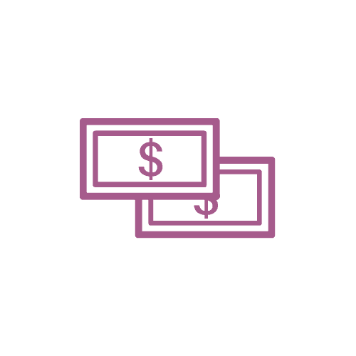 icon of pink dollar bill stagger stacked