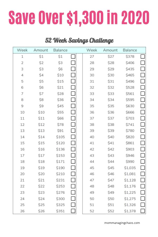 52 week money challenge
