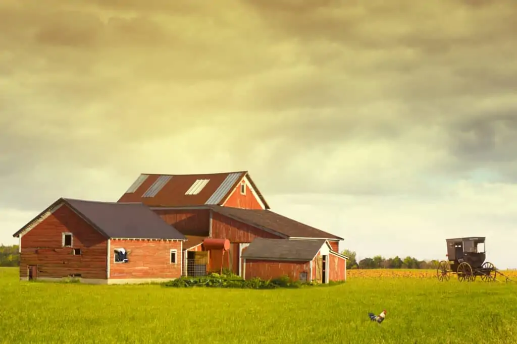 farmland with rainy sky