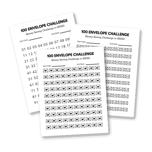 Printable tracker for 100 envelope money saving challenge