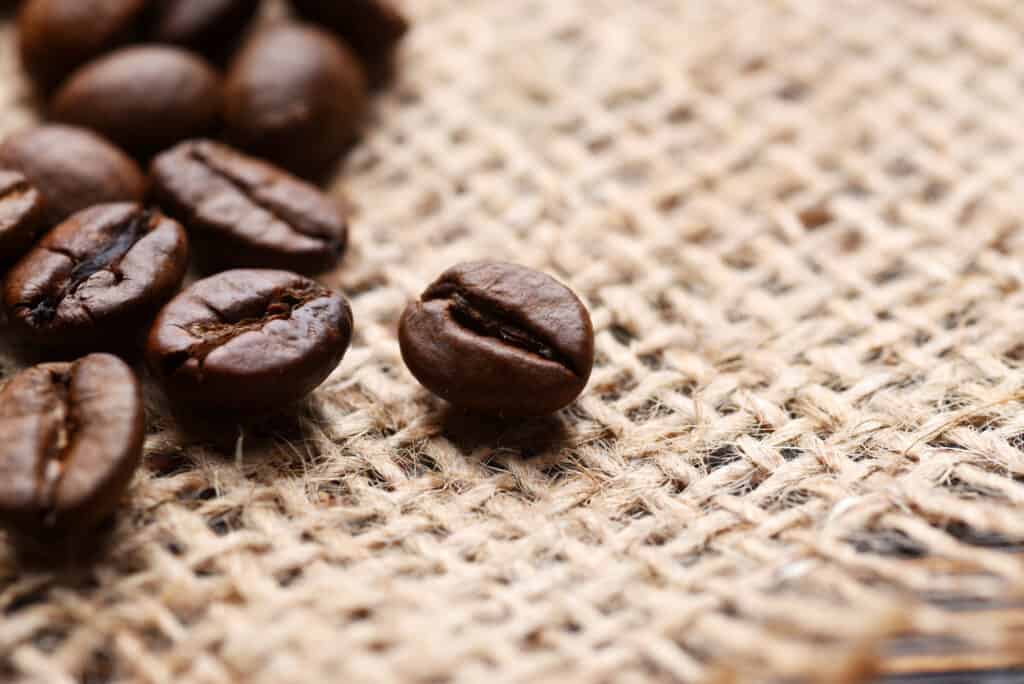 coffee beans on a sack cloth