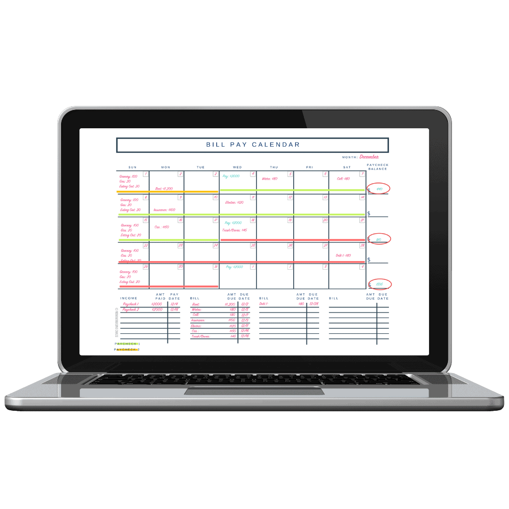 open laptopo wiht picture of budget calendar