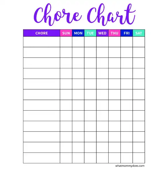 free printable chore chart