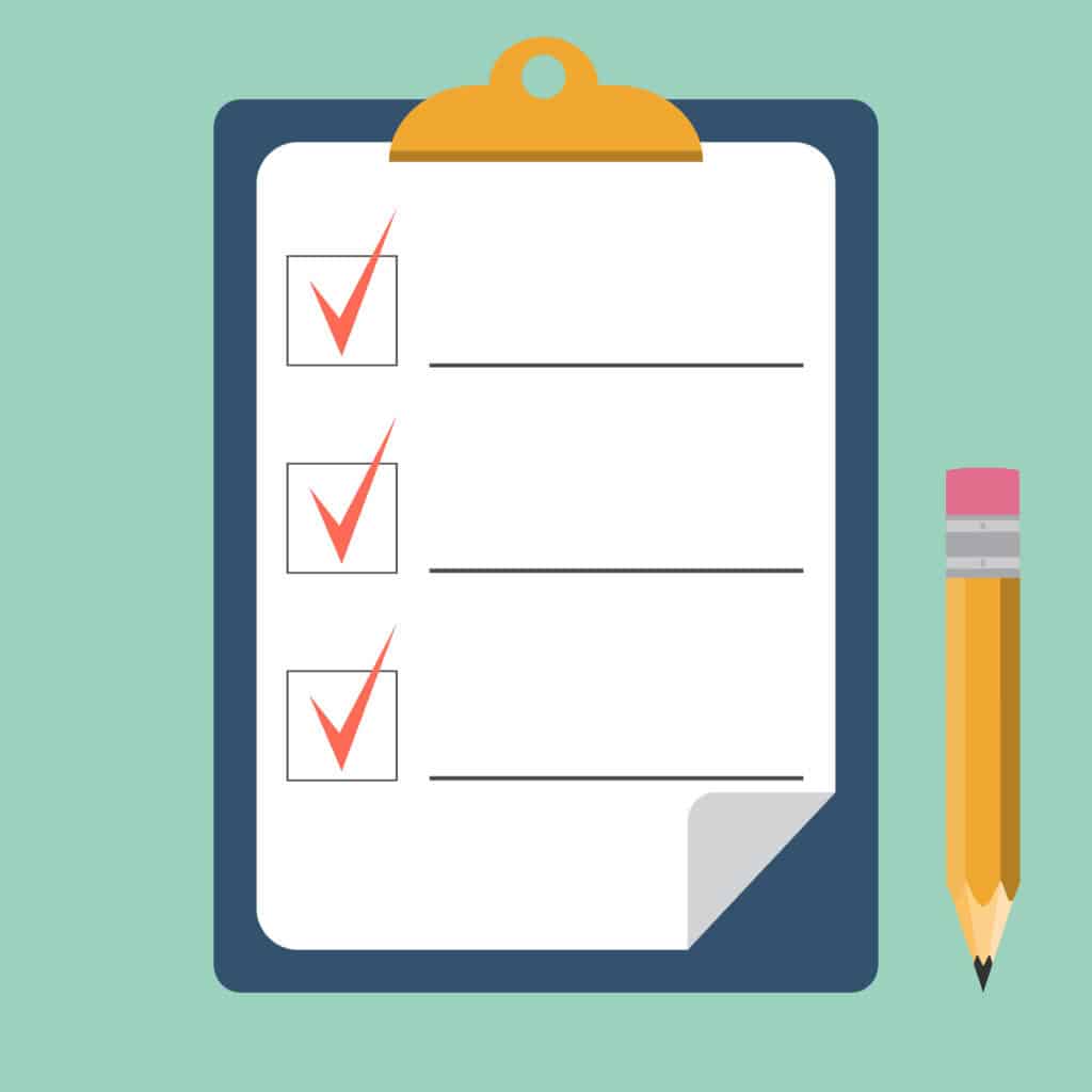 Clipboard with checklist and pencil. Quality Check. flat style. Vector illustration