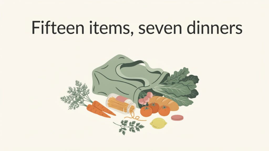 picture of grocery bag with grocery items spilling out